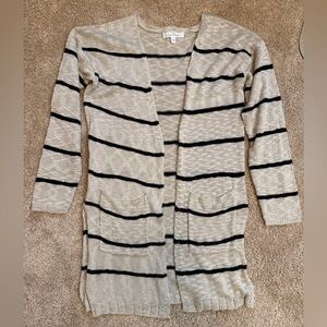 Love Tree Beige and Black Striped Cardigan